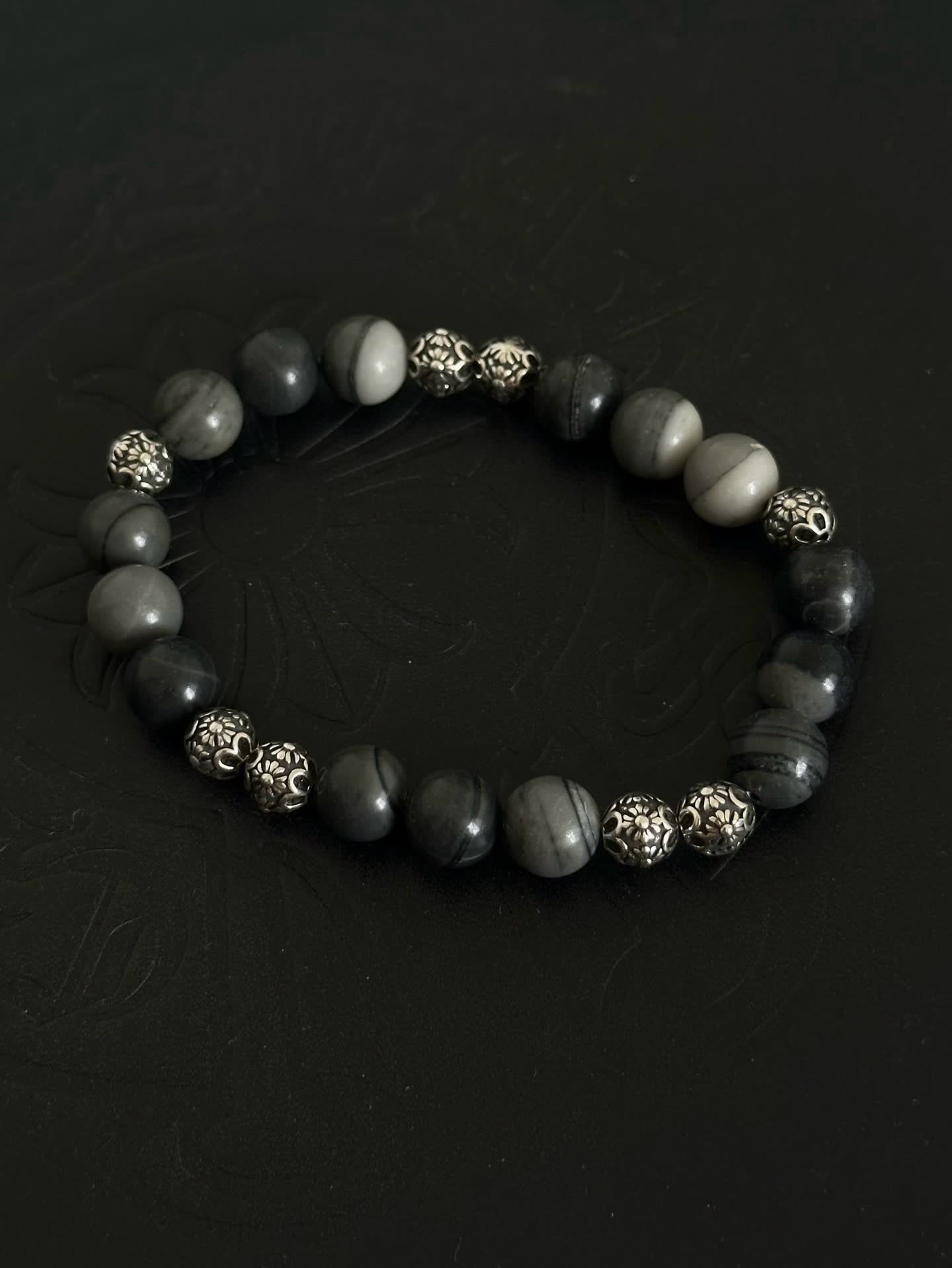 Chrome Hearts Beaded Bracelet with Silver Spacers